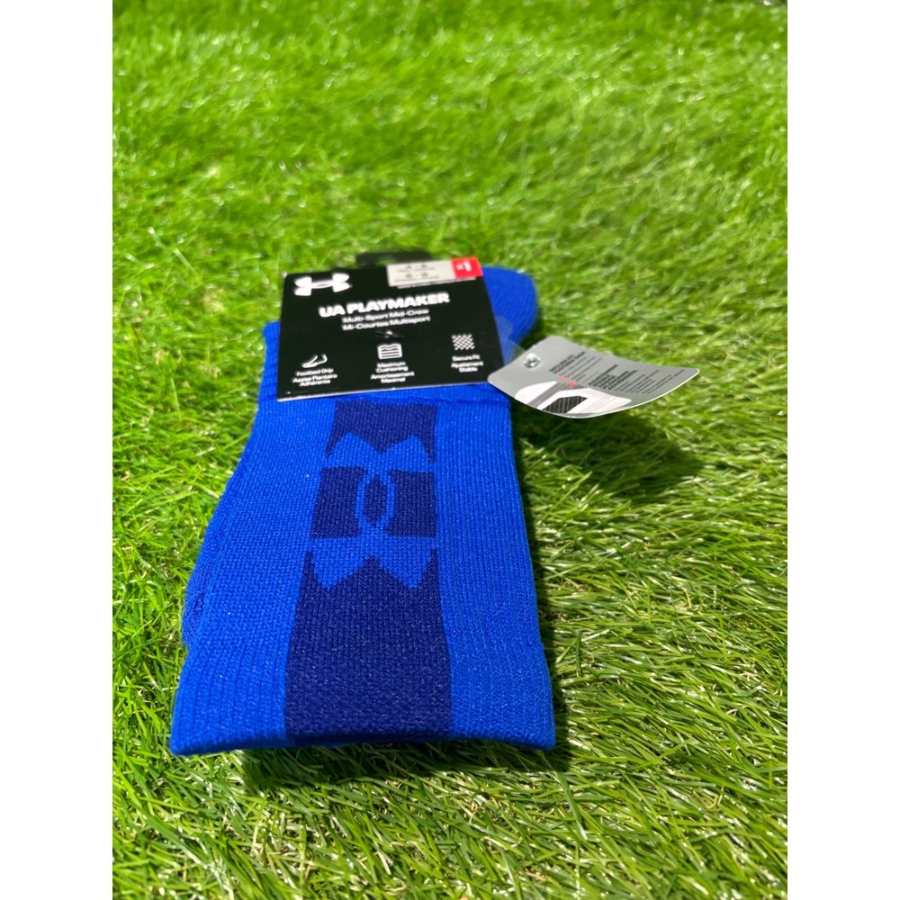 Under Armour UA Playmaker Multi Sport Mid Crew Socks Blue Men's Size 4-8